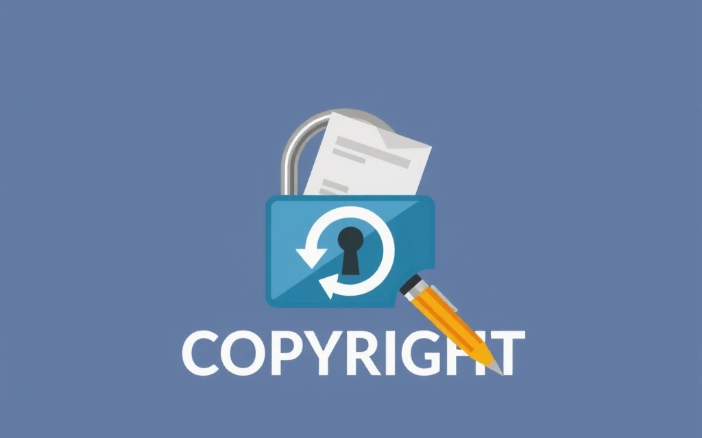 Ilustración de derechos de autor y propiedad intelectual con un candado y un documento